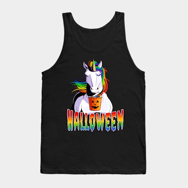 Unicorn Happy Halloween Tank Top by Noseking